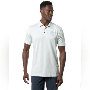 TRAVIS MATHEW SUN RAY S GOLF POLO WITH A FLORAL HEXAGON GRAPHIC. SIZE XXXL.
